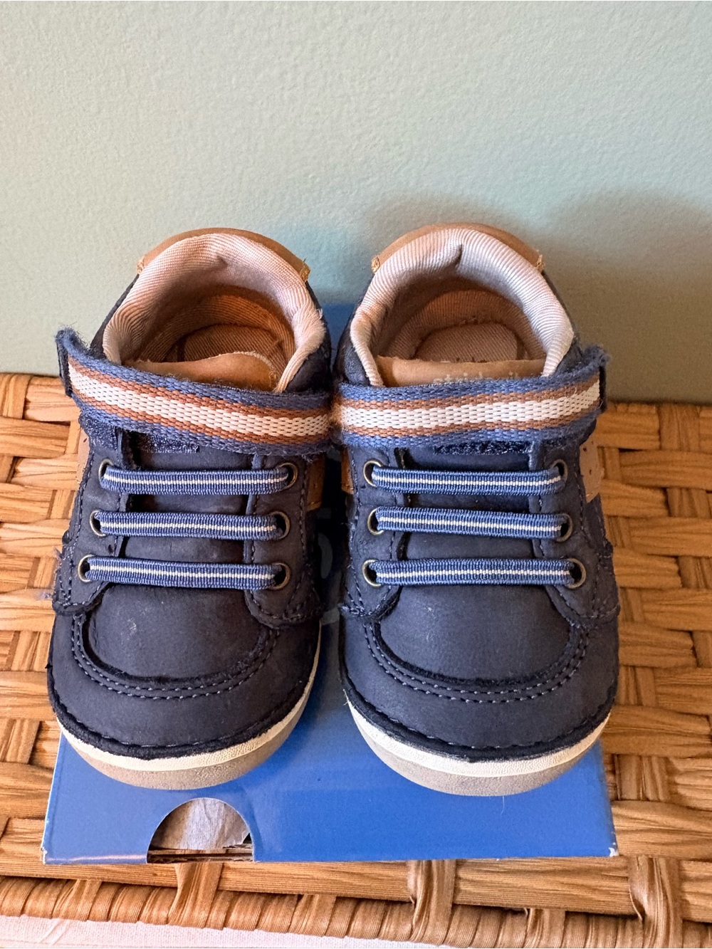 Stride Rite Navy and Tan Baby Walker Sneakers